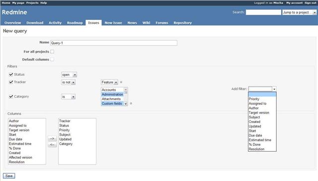 Extended new custom query