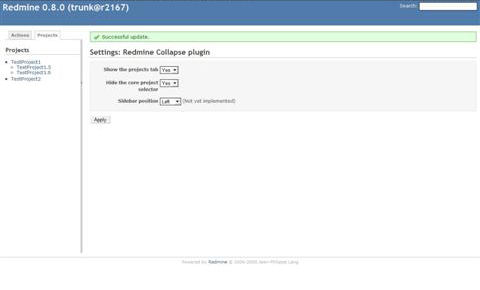 Settings view; Project-selector hidden