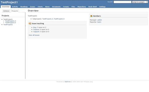 Project view; Un-collapsed sidebar, Projects-tab