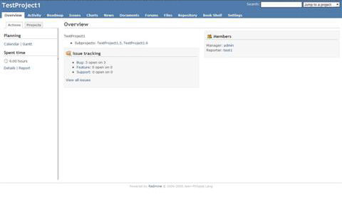 Project view; Un-collapsed sidebar, Actions-tab