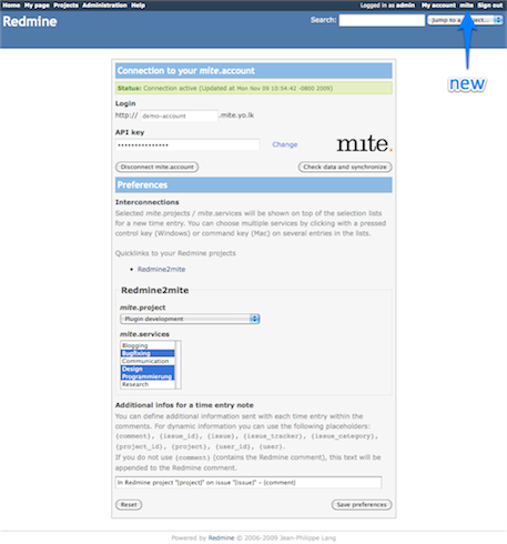 Redmine2mite plugin TN Screenshot1