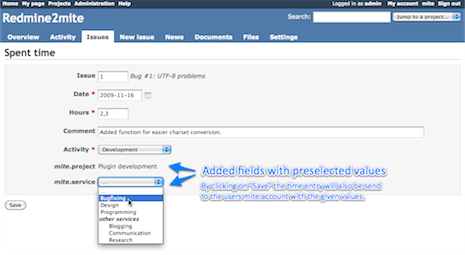 Redmine2mite plugin TN Screenshot2