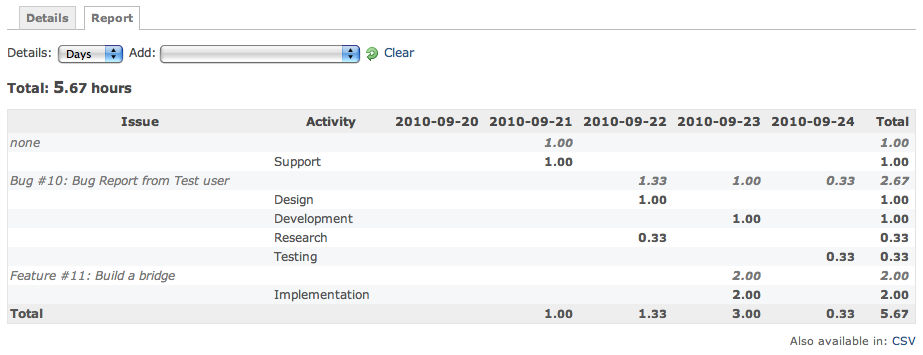 Spent time report example