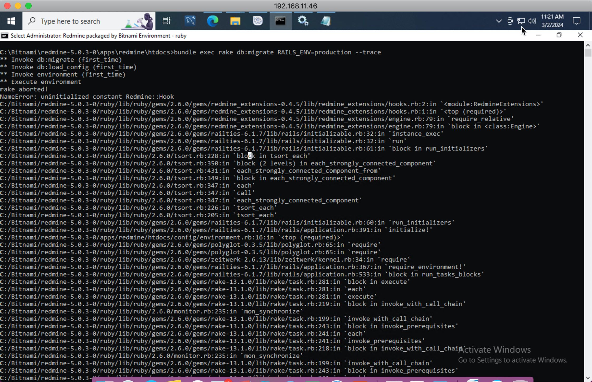 Defect 40337 error when migrate plugins with data on redmine from 4 1