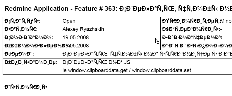Issue description card to PDF export result